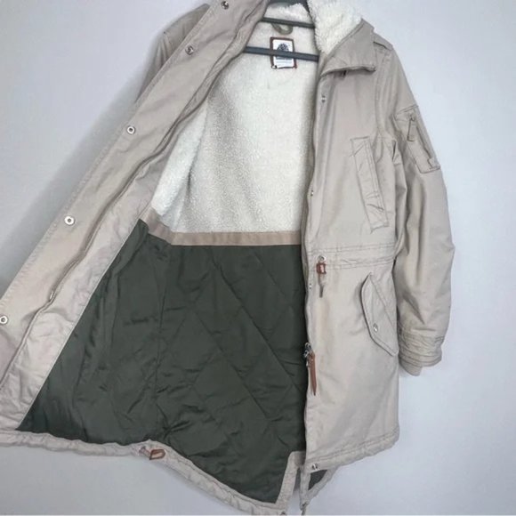 Timberland Mt. Kelsey Parka Shearling Lined Fleece Coat Taupe - Picture 12 of 14